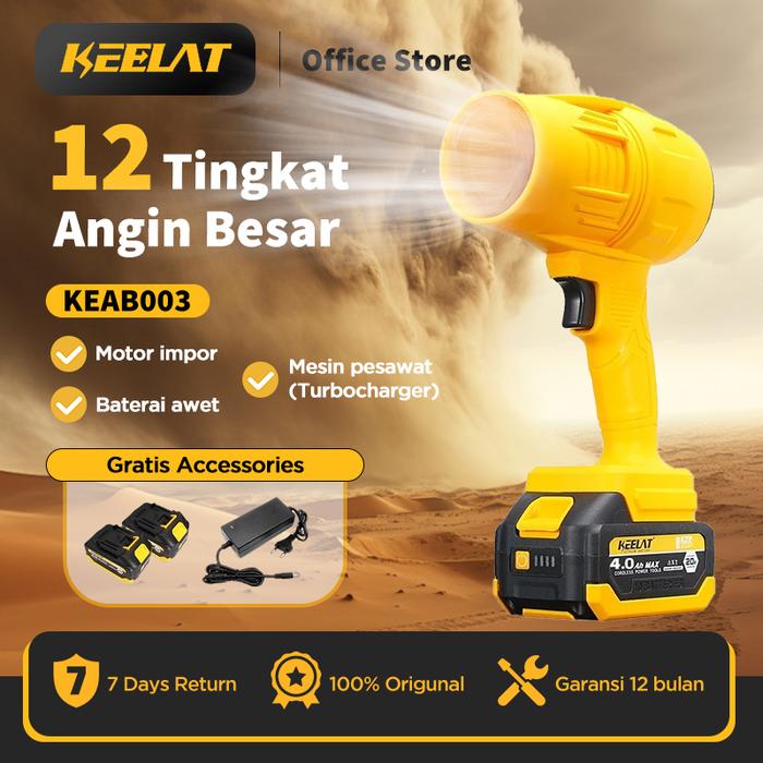 KEELAT Turbofan Air Blower Cordless untuk mengeringkan motor